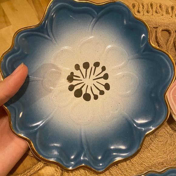 Pier 1 Set of 3 Stoneware Decorative Flower Plates - Picture 3 of 6